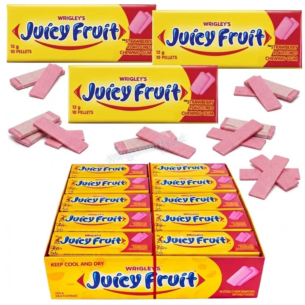 Wrigley's Juicy Fruit Strawberry Chewing Gum 12g (Box of 30 Packs)