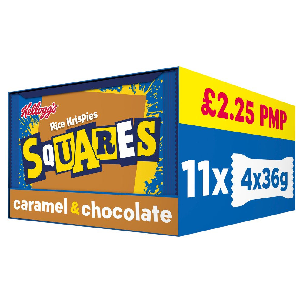 Kellogg's Rice Krispies Squares Caramel & Chocolate Snack Bars 4 x 36g PMP £2.25 (144g × 11)