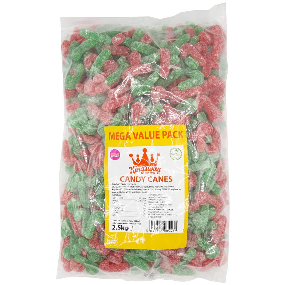 Kingsway Mega Value Vegan Sugared Candy Canes 2.5kg