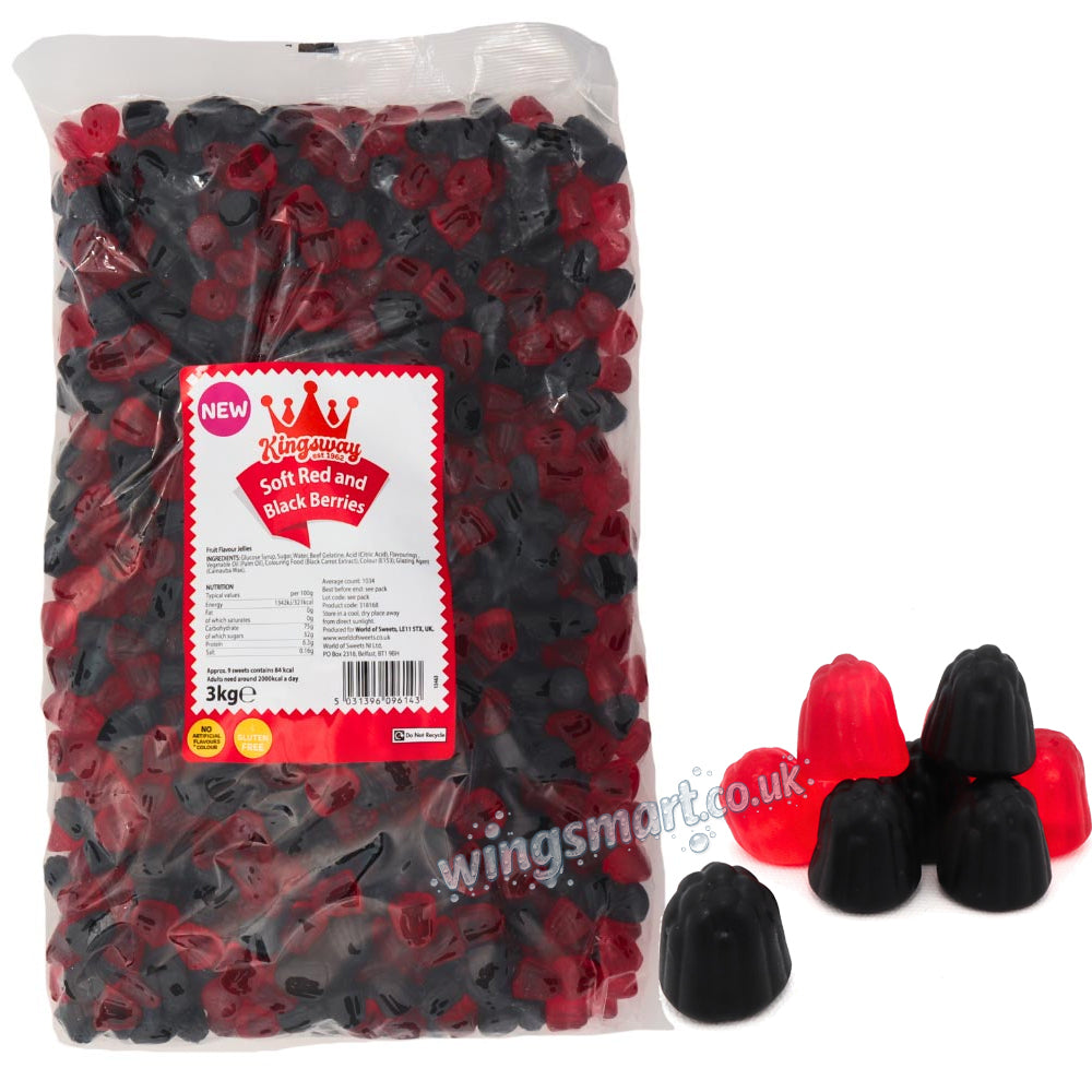 Kingsway Soft Red and Black Berries Pick and Mix Jelly Sweets (1kg - 3kg)