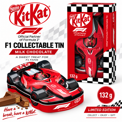 KitKat F1 Milk Chocolate Collectable Tin Car 132g Perfect Gift