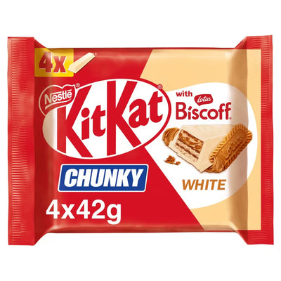 KitKat Chunky Biscoff White Bar 4 Pack Multipack 168g (Box of 32)