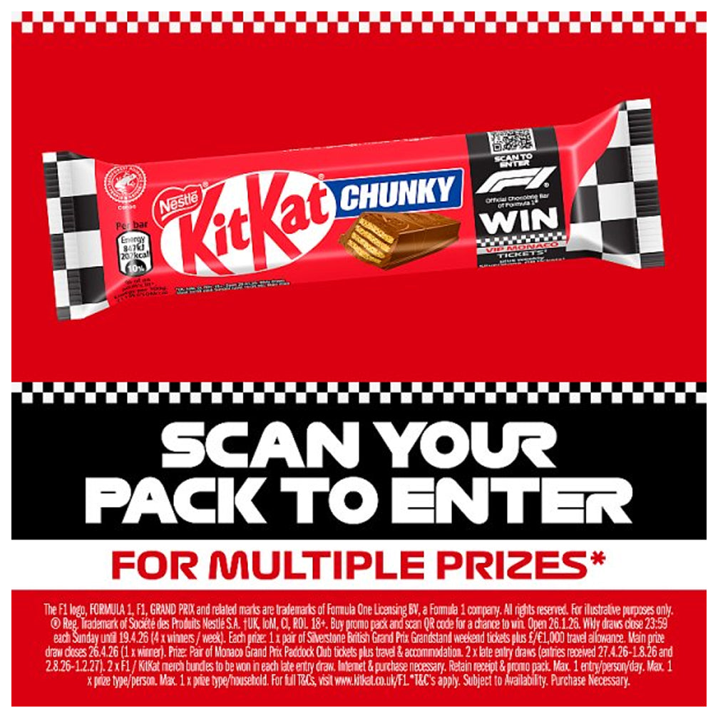 KitKat F1 Chunky Milk Chocolate Bar 40g Crispy Wafer Finger