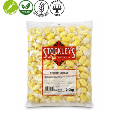 Stockley’s Sherbet Lemons 3kg Lemon Boiled Sweets Sherbet Centre Retro Candy Bulk