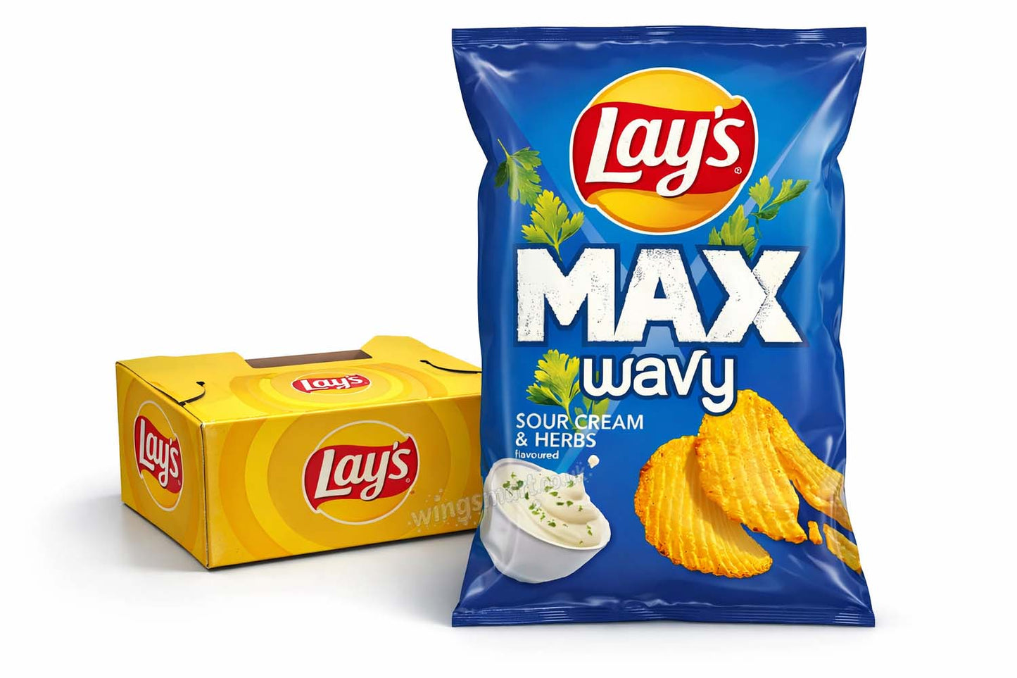 Lay’s MAX Wavy Sour Cream & Herbs 120 g – (8, 16, 24 Packs)