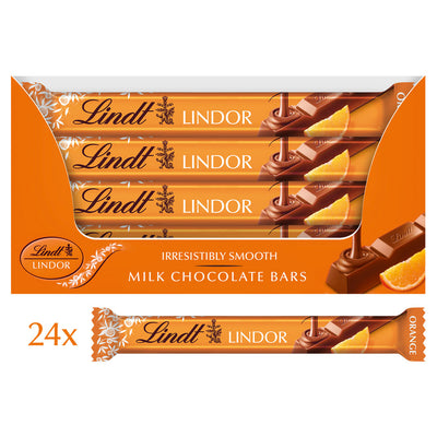 Lindt Lindor Orange Milk Chocolate Treat Bar 38g (Box of 24)