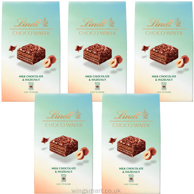 Lindt CHOCO WAFER Milk Chocolate & Hazelnut Sharing Box 135g (Pack of 5)