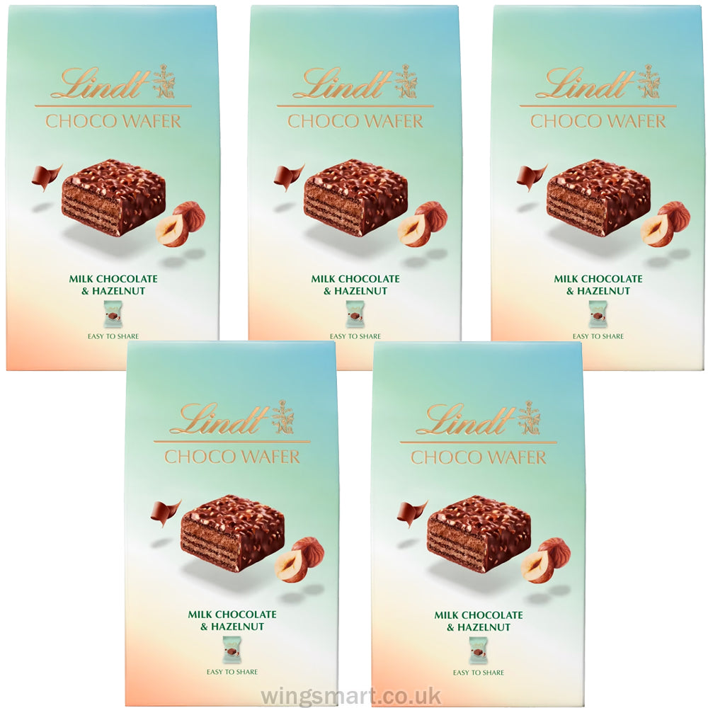 Lindt CHOCO WAFER Milk Chocolate & Hazelnut Sharing Box 135g (Pack of 5)