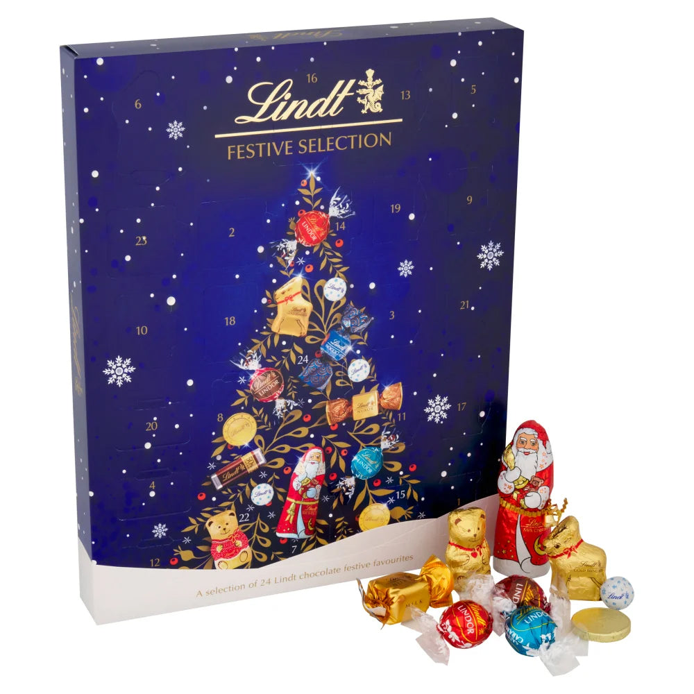 Lindt Festive Chocolate Gift Set  Advent Calendar 289g Pouch 650g and Festive Edition Box 469g