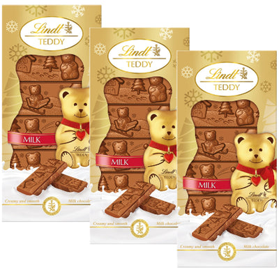 Lindt TEDDY Milk Chocolate Bars 3-Pack – 120g Each