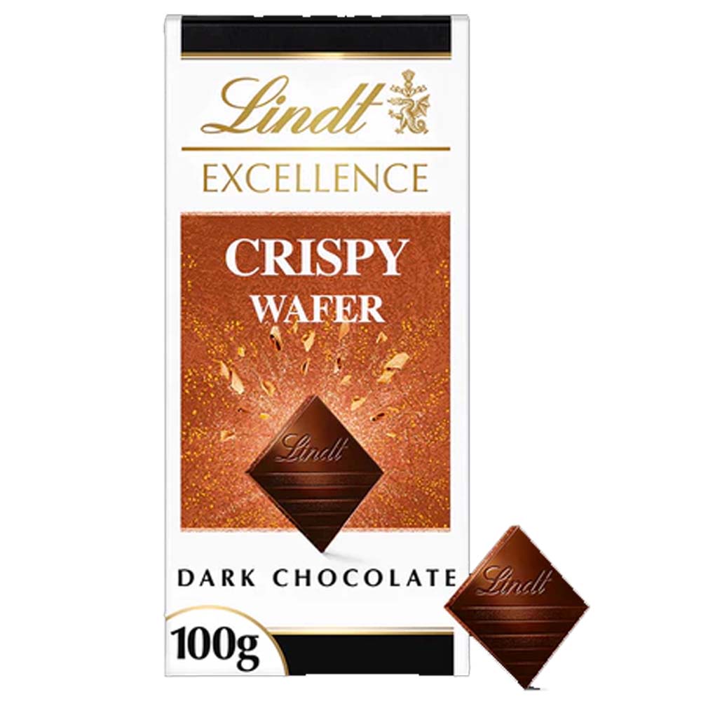 Lindt Excellence Dark Chocolate Crispy Wafer 100g (10 or 20 Bars)