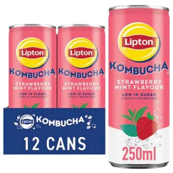 Lipton Kombucha Strawberry Mint Flavour – 12 x 250ml Cans – WingsMart
