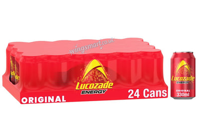 Lucozade Energy Drink Original 330ml Cans (Pack of 24) – Classic Glucose Energy Boost