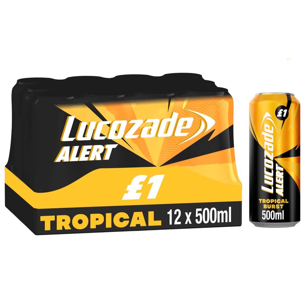 Lucozade Alert Tropical Burst Energy Drink 500ml PMP (Case of 12)