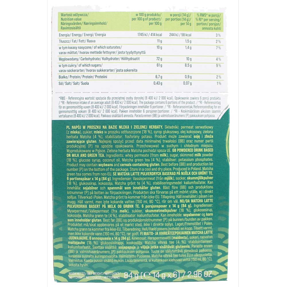 Mokate Matcha Classic Sachets 6 x 14g (5 Packs)
