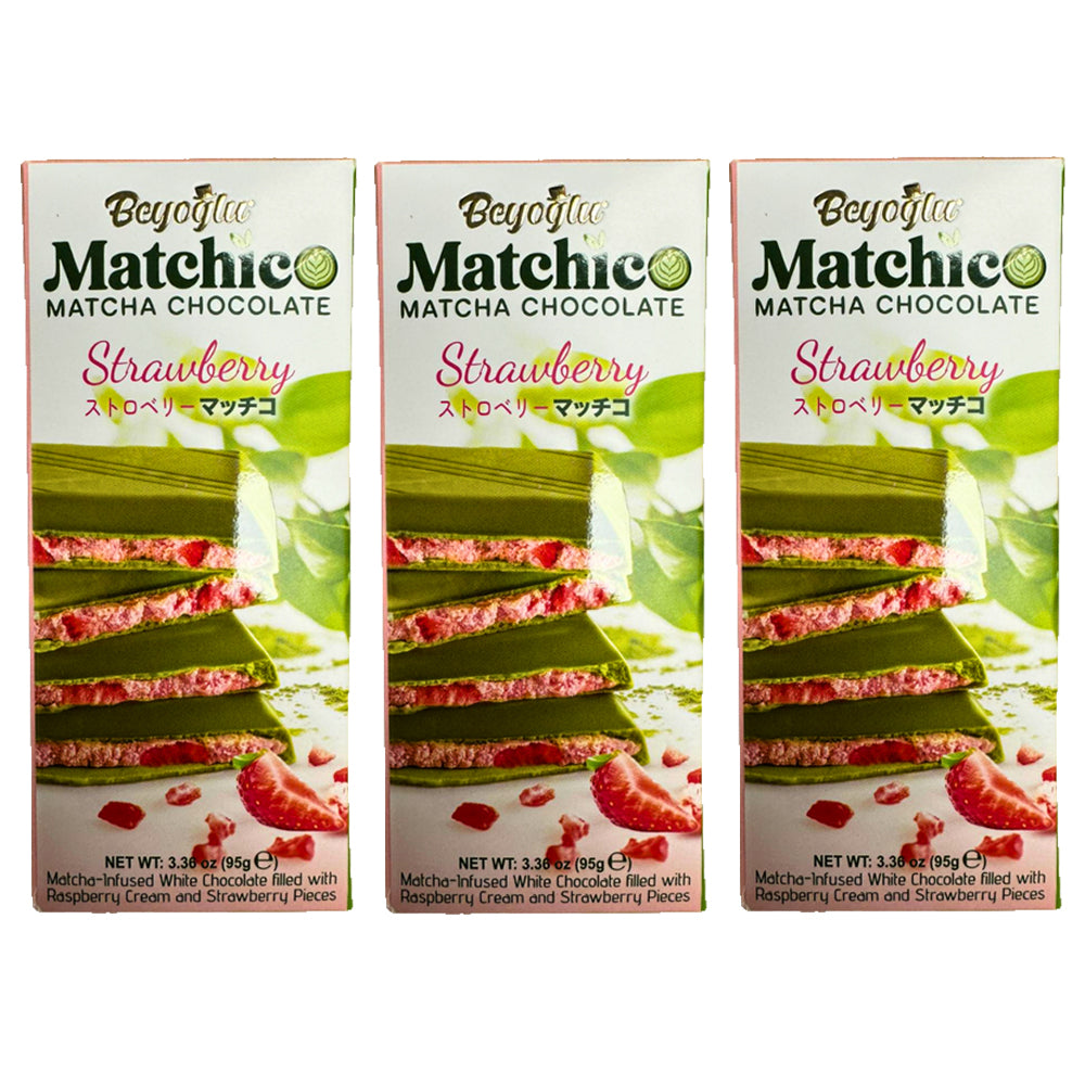 Beyoglu Matchico Matcha Chocolate Strawberry Bar 95g