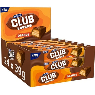 McVitie's Club Layers Orange Milk Chocolate Bar 39g – 12 Packs / 24 Packs