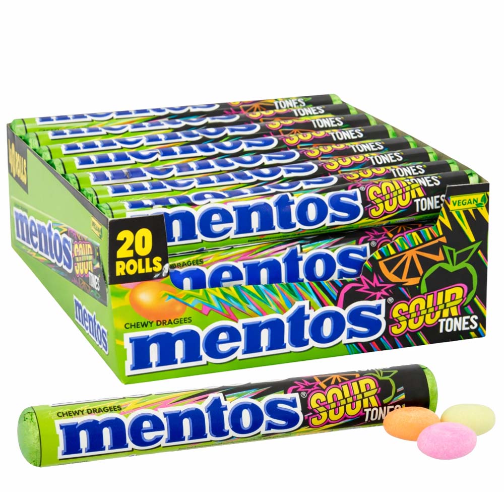 Mentos Sour Tones Chewy Dragees Roll 38g – 20 or 40 Rolls