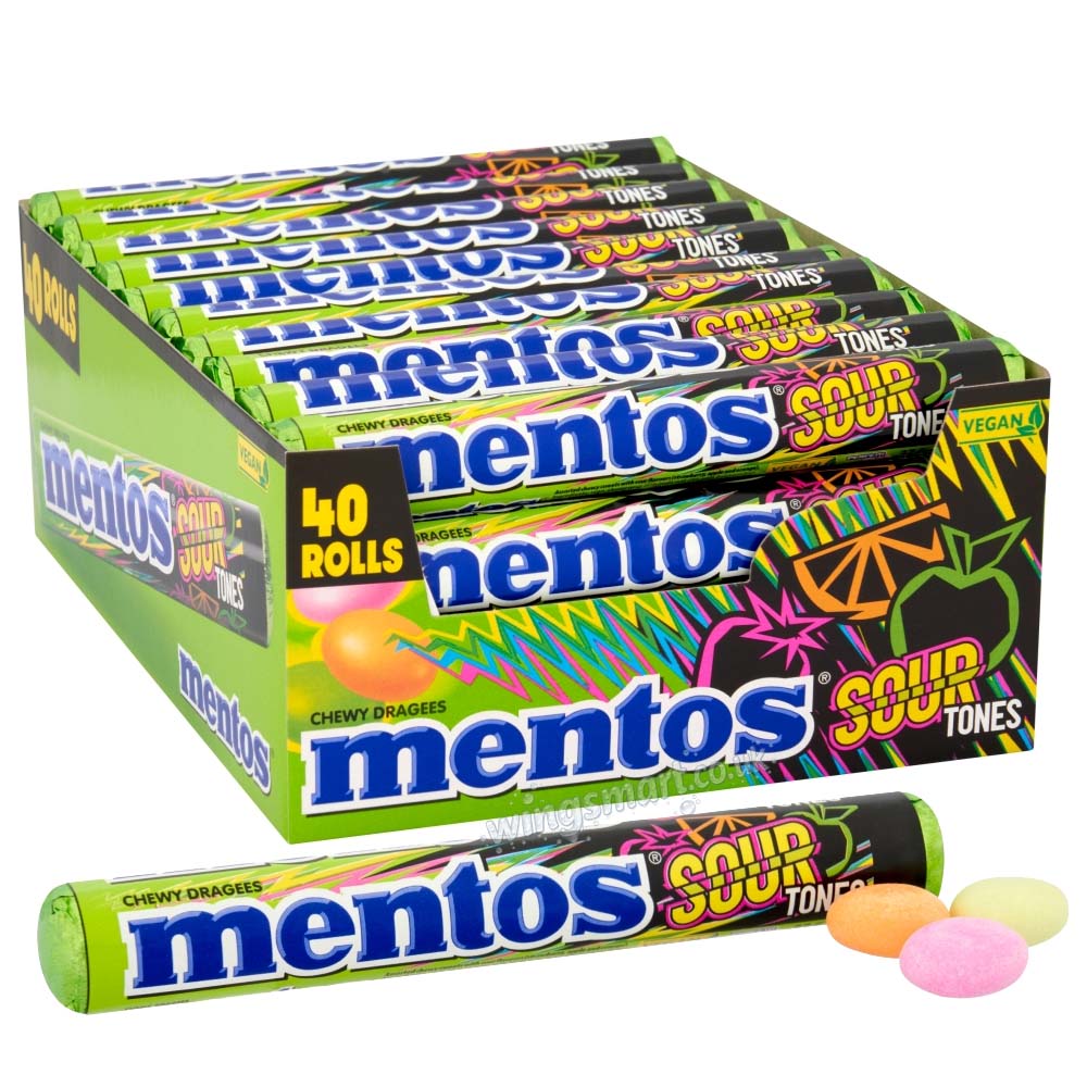 Mentos Sour Tones Chewy Dragees Roll 38g – 20 or 40 Rolls