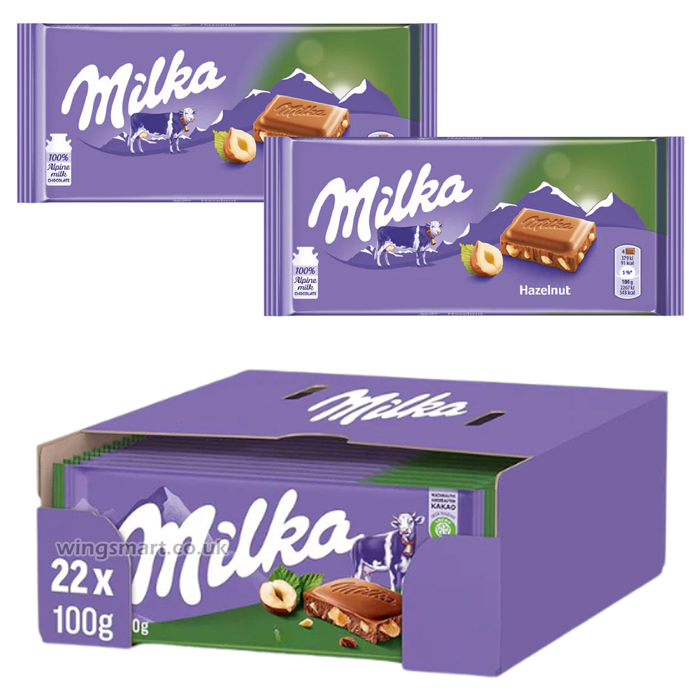 Milka Hazelnut Chocolate 100g (Box of 22)