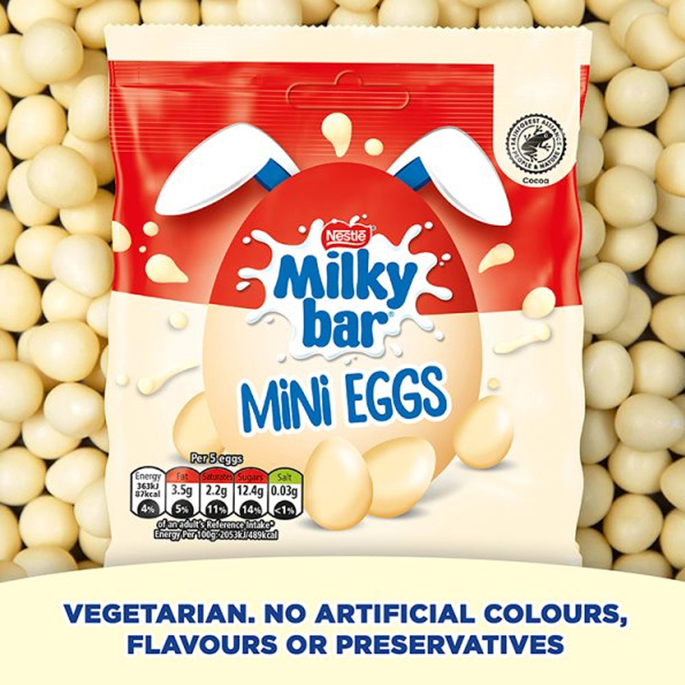 Milkybar White Chocolate Easter Mini Eggs Sharing Bag 80g – Case of 13