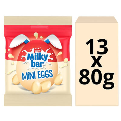 Milkybar White Chocolate Easter Mini Eggs Sharing Bag 80g – Case of 13