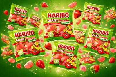 Haribo Giant Strawbs Mini Bags 16g (50 / 100 Treat Bags)