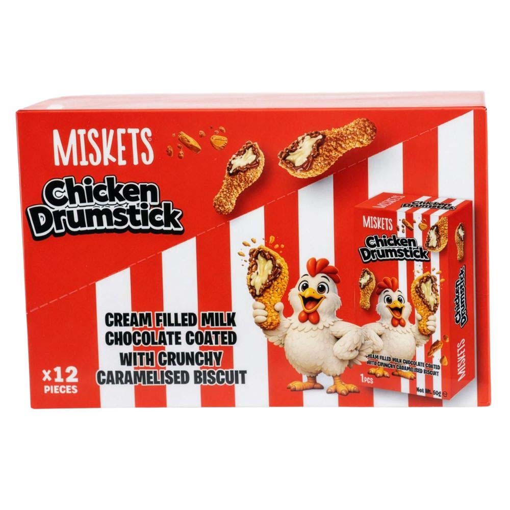 Miskets Chicken Drumstick Chocolate Box 50g (Case of 12)