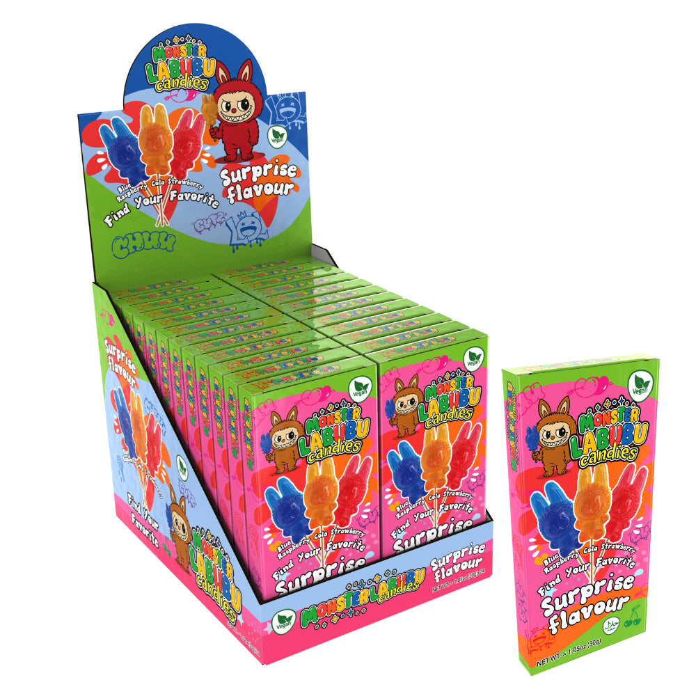 Monster Labubu Surprise Flavour Lollipop 30g (12 & 24 Pack Options)