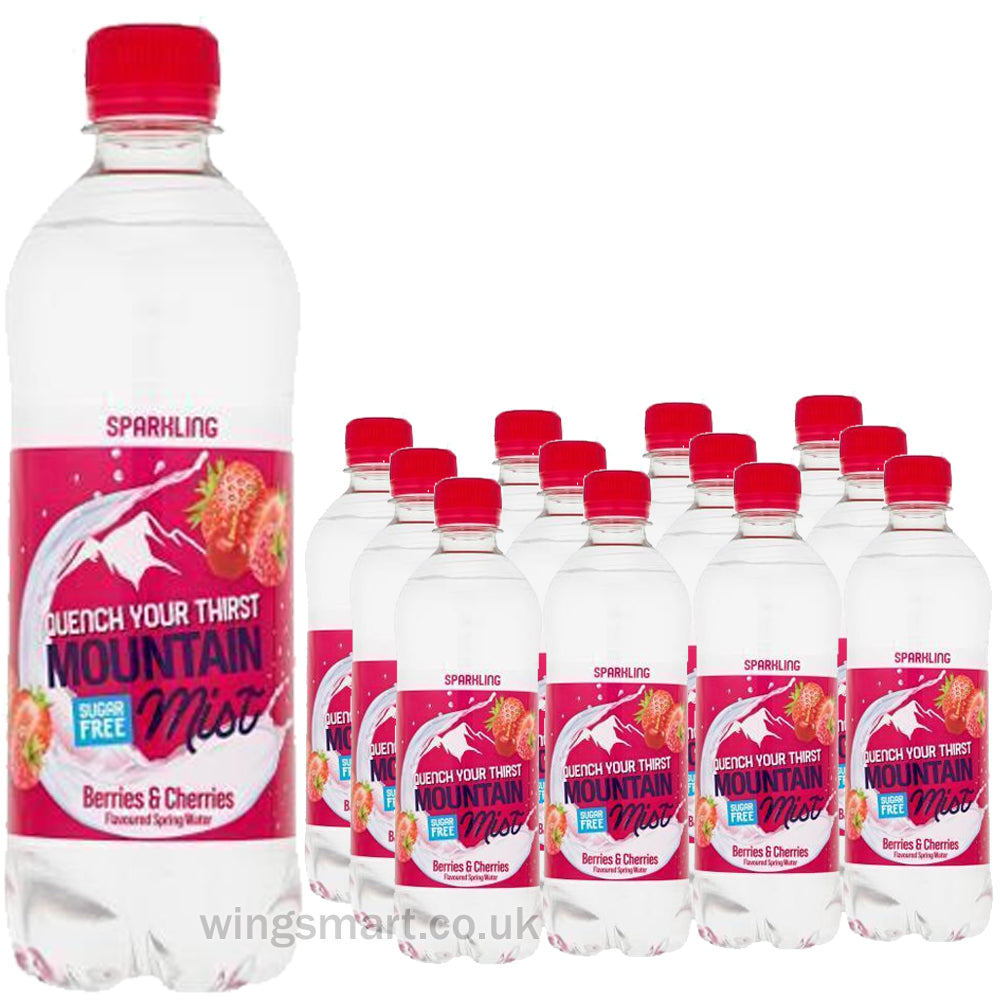 Mountain Mist Berries & Cherries Flavoured Sparkling Spring Water 500ml (Case of 12)