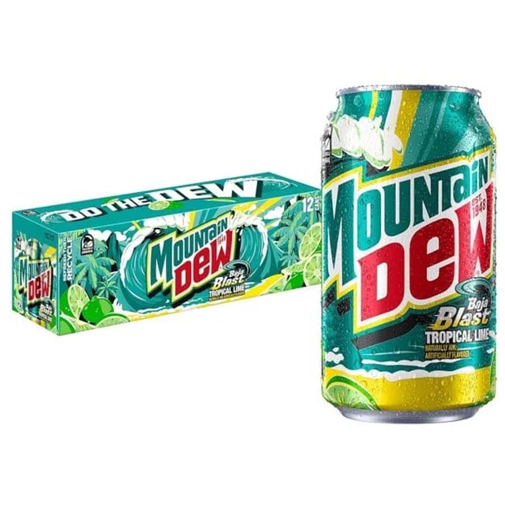 Mountain Dew Baja Blast Tropical Lime Soda Drink (12 x 355ml)
