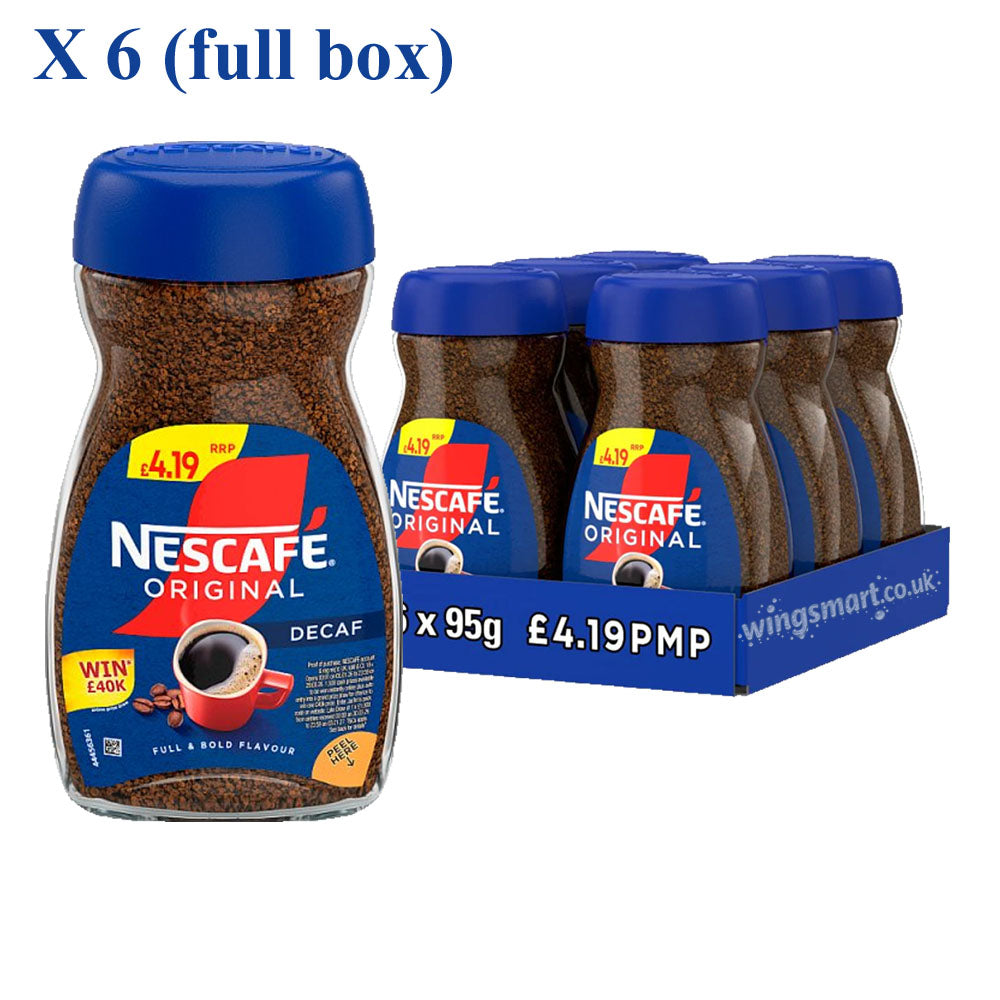 Nescafe Original Instant Coffee Selection (Regular & Decaf) – 95g Jar