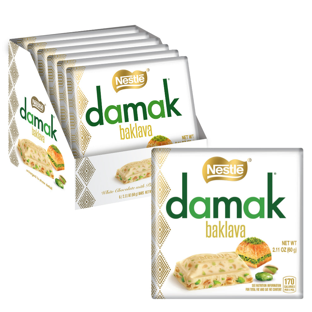 Nestlé Damak White Chocolate with Pistachio & Baklava Bar 60g (Pack of 6)