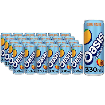 Oasis Exotic Fruits No Added Sugar Drink 330ml (24 Pack)