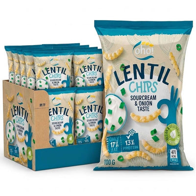 Oho! Lentil Chips Sour Cream & Onion 100g (10, 15 & 23 Packs)