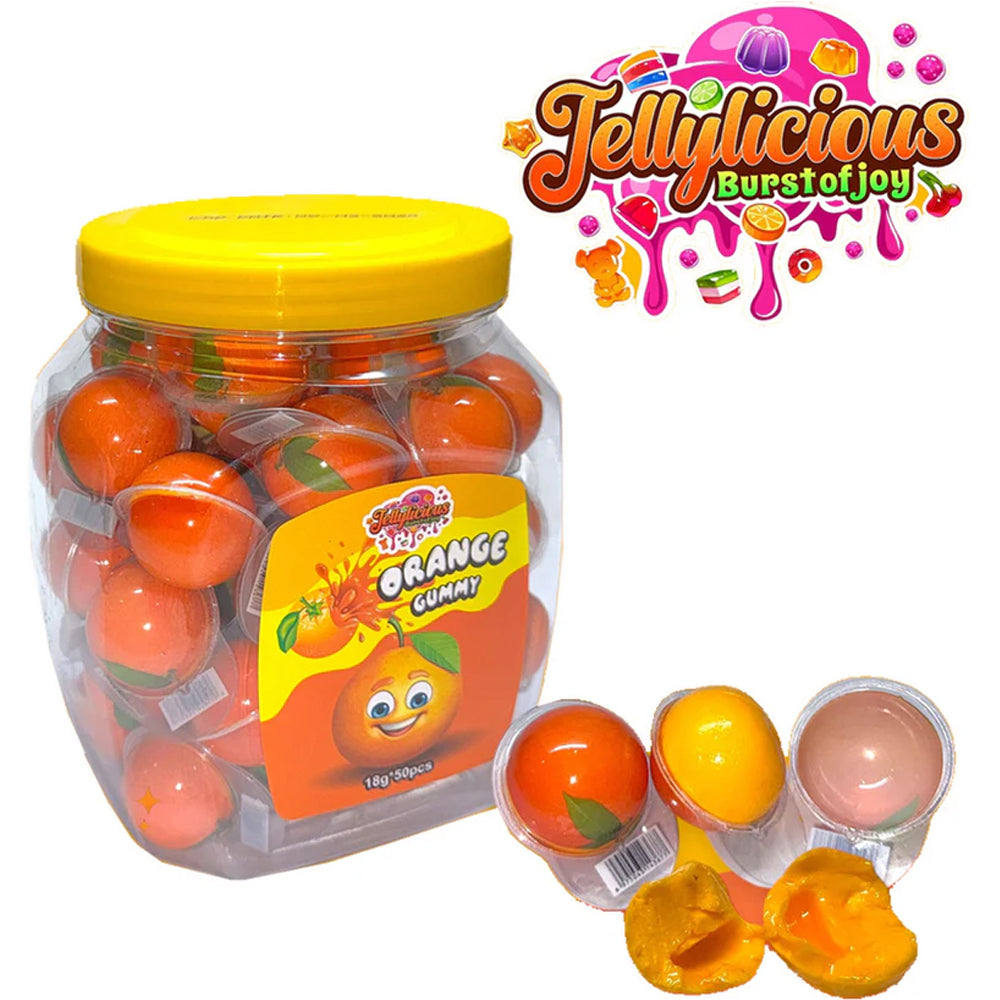 Orange Jelly Filled Gummy Jar - 50pcs (Each 18g)