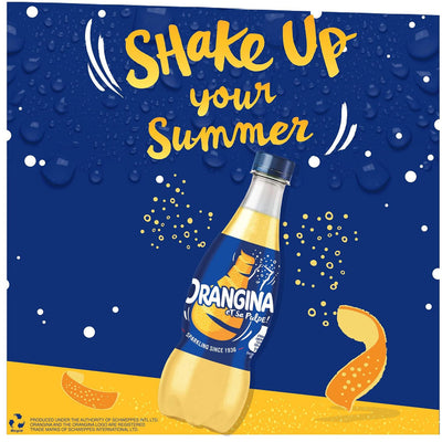 Orangina Sparkling Orange Fruit Drink 420ml - Pack of 12 | Refreshing Citrus Soda