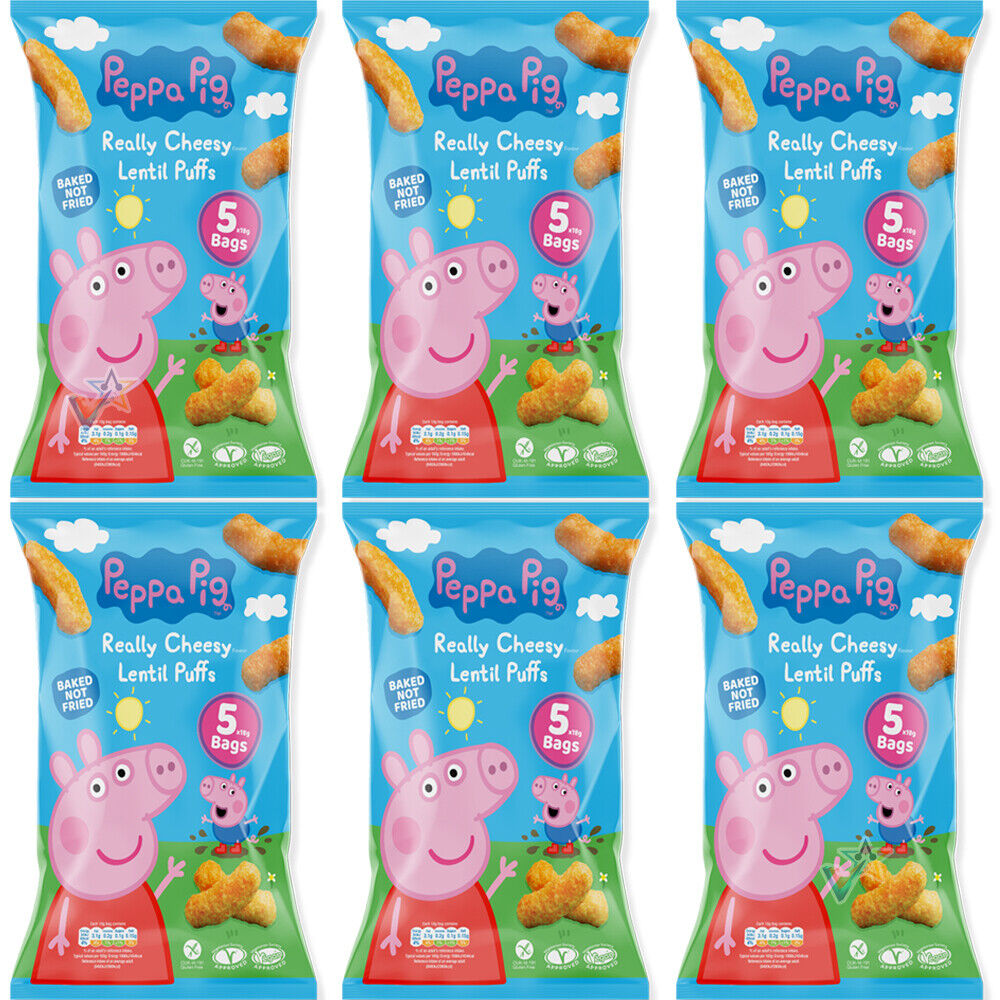 Peppa Pig Really Cheesy Flavour Lentil Puffs 6 x (5 x 18g) Packs