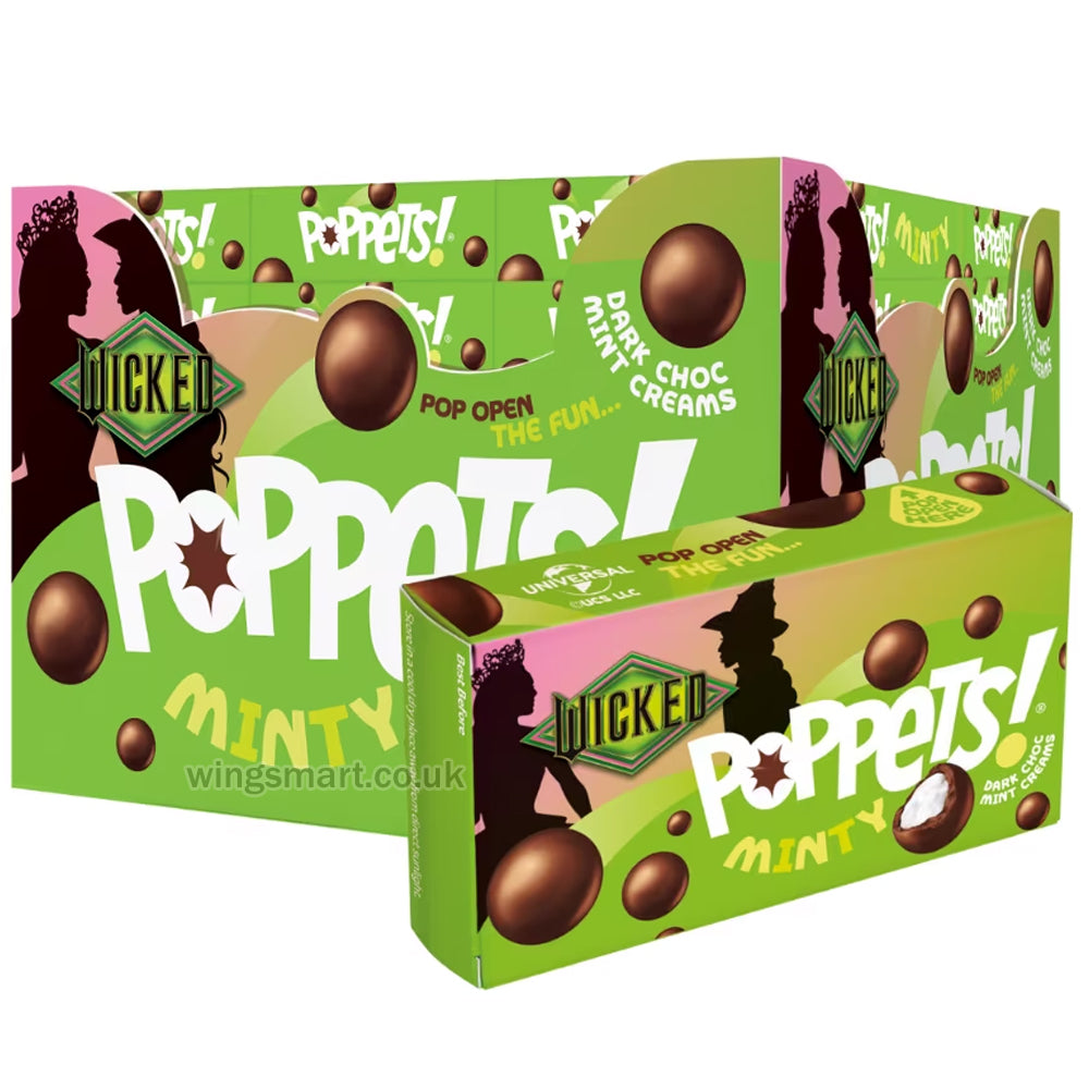 Poppets Minty Dark Choc Coated Mint Creams Box 40g (Pack of 36 boxes)