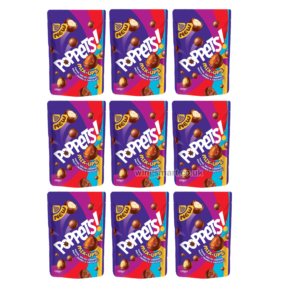 Poppets Mix-Ups Toffee, Salted Caramel, Malty Crunch & Chocolate 120g – 9 Pack