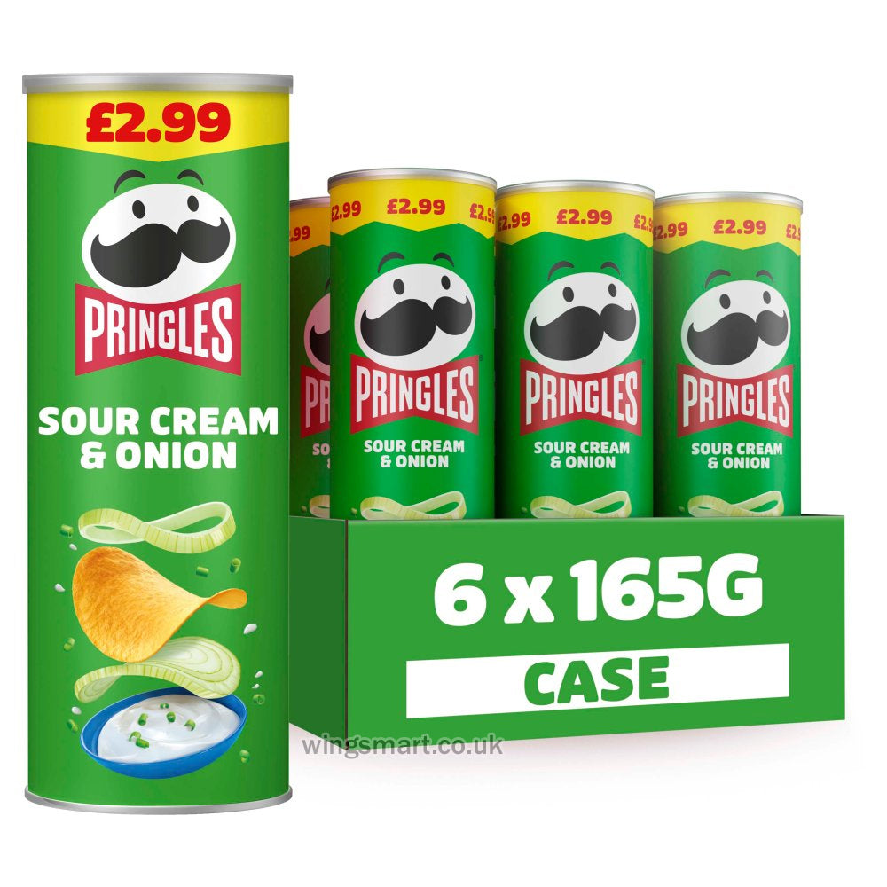 Pringles Sour Cream & Onion Sharing Crisps 165g PMP (Pack of 6)