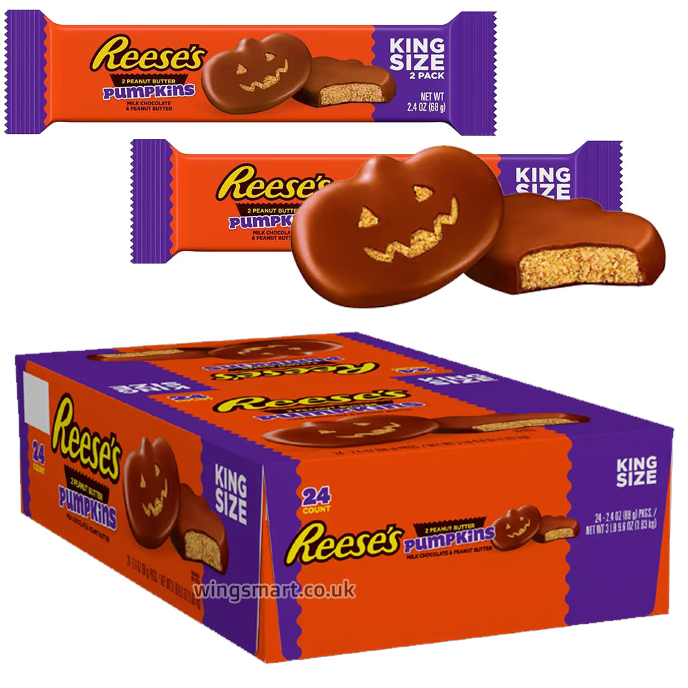 Reese's 2 Peanut Butter Pumpkins King Size 68g (Box of 24) Fullbox