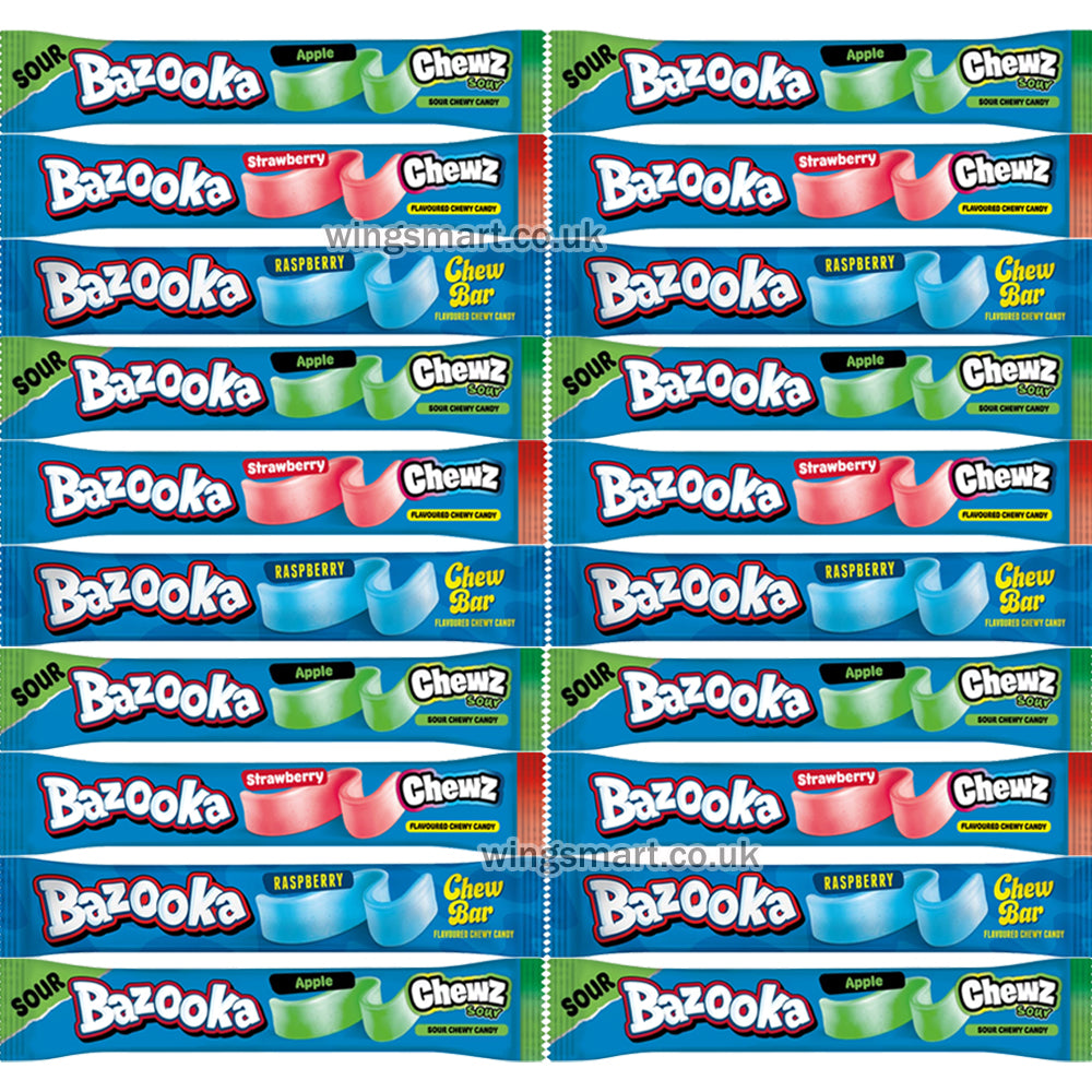 Bazooka Chewz Assorted Flavour Chew Bars ( Pack of 20 )