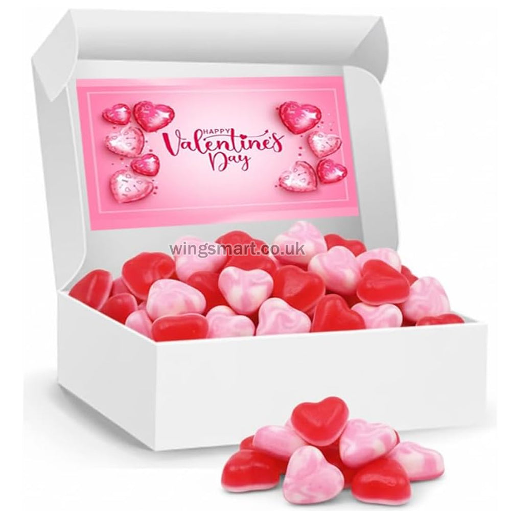 Red & White Twist Hearts Jelly Sweets with Gift Box – Valentine’s Day Love Hearts Candy 1kg