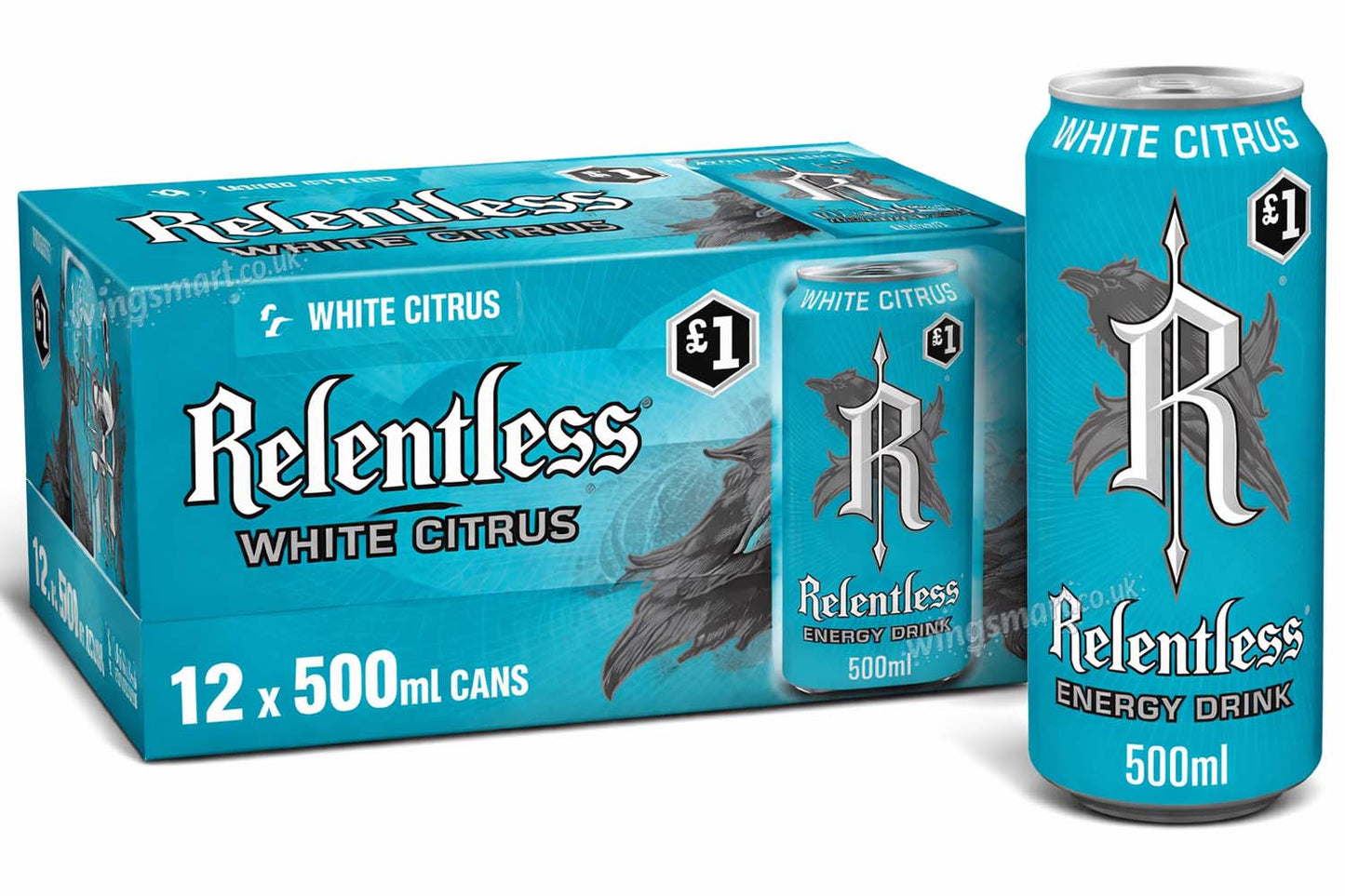 Relentless White Citrus Energy Drink 500ml PMP 12 Can