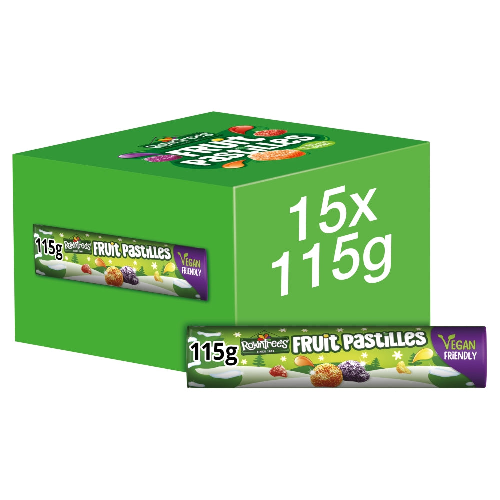 Rowntree's Fruit Pastilles Vegan Friendly Sweets Giant Tube 115g (Box of 15)