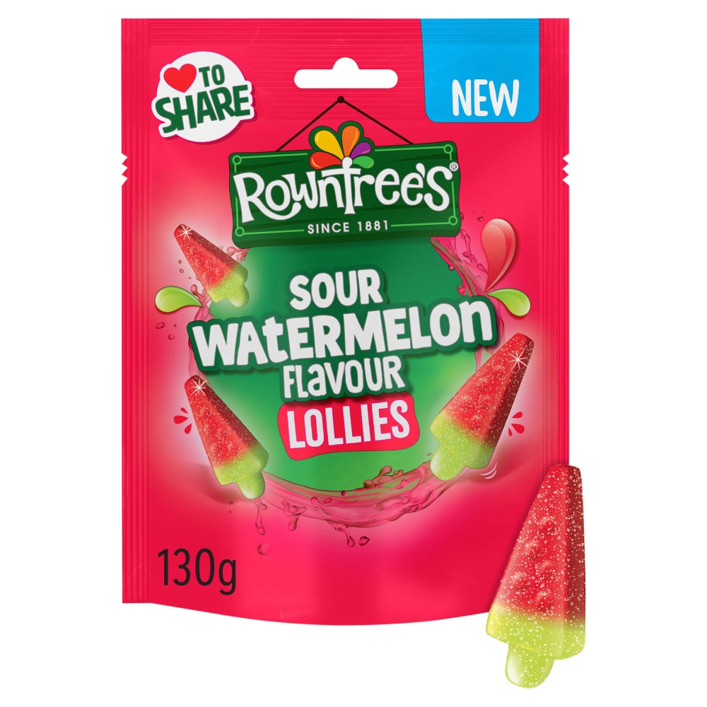 Rowntree's Lollies Sour Watermelon Flavour Sweets 130g x 9 Pack Sharing Bags