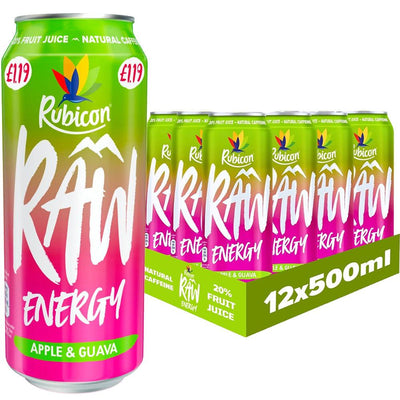 Rubicon Raw Energy Apple & Guava 500ml PMP(12 Cans)