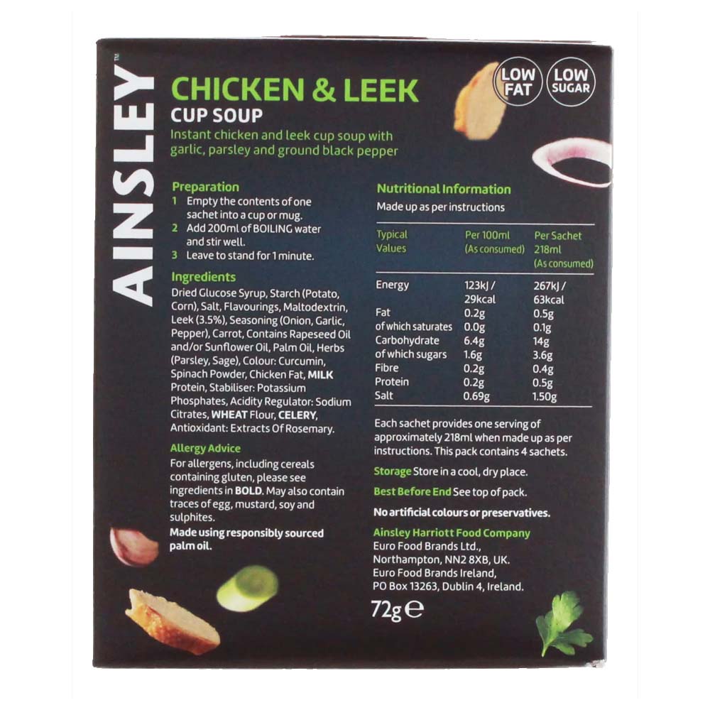 Ainsley Harriott Cup Soup Chicken & Leek 8 Packs (4 Sachets Per Pack)