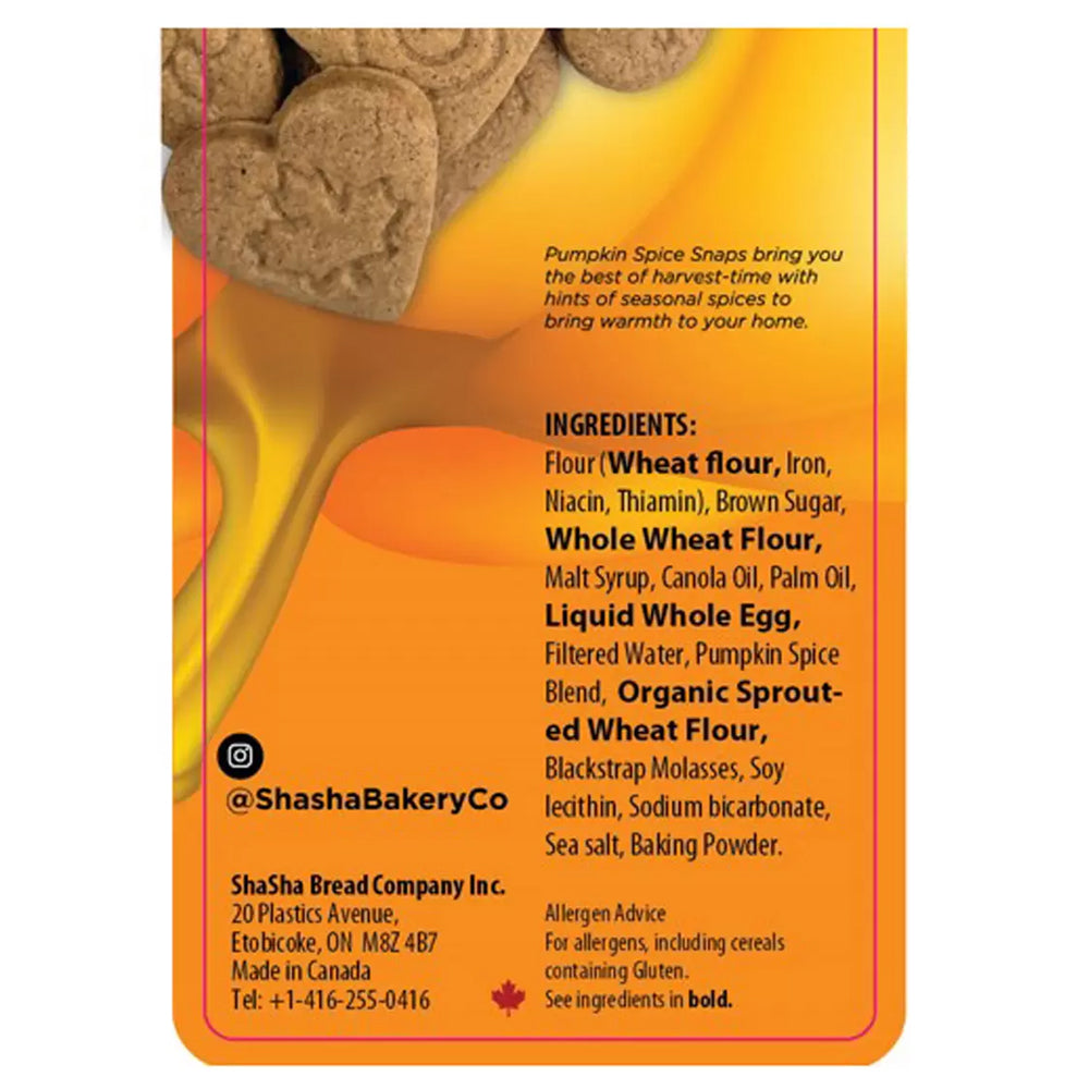 ShaSha Pumpkin Spice Snaps, 2 x 500g